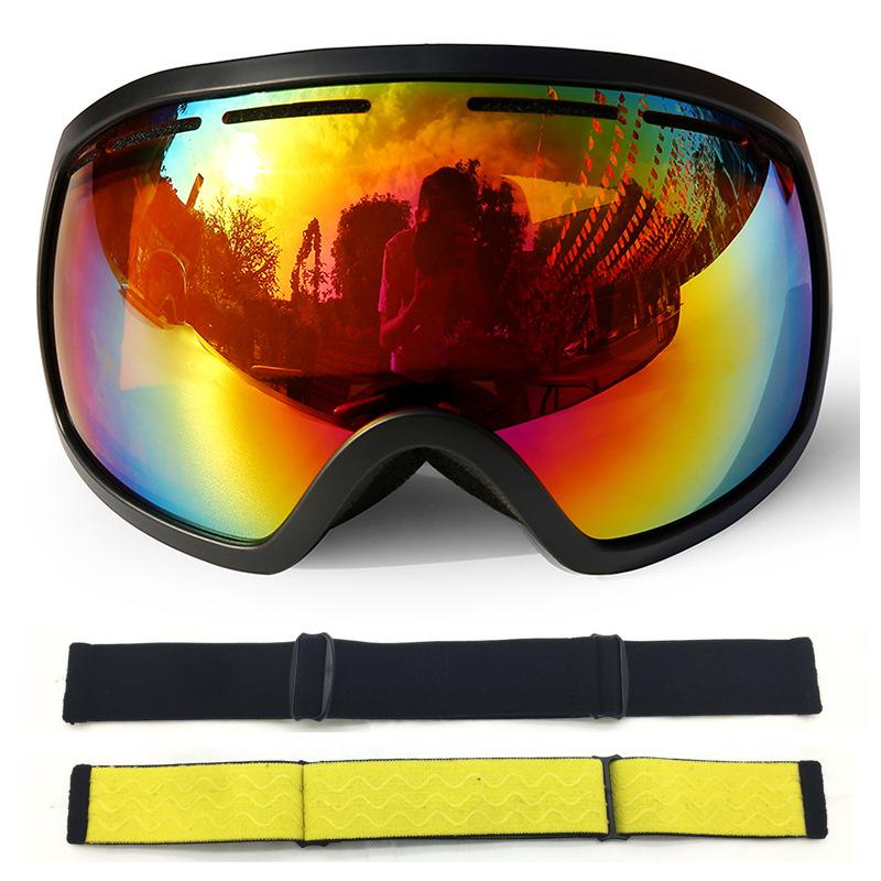 

Directly supplied large spherical wide-view ski goggles, double-layer long-lasting anti-fog outdoor ski goggles, suitable for men and women with Black Frame+Red film
