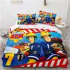 Fireman Duvet Cover & Pillowcases,Animated Firefighter Truck Print Bedding sets,Single/Double Size,bedroom Decor, Gift for Boys