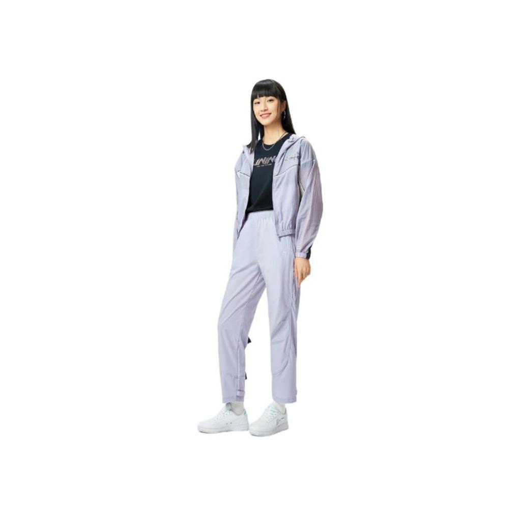 Li Ning Quick-Drying Loose Straight Casual Sports Pants Women Pants Light-Mist-Purple AYKR324-4