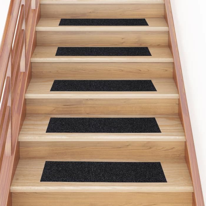 VidaXL Tapis d'escalier autocollants 15 pièces 76 x 20 cm Noir Rectangulaire 326926