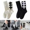 Womens Casual Crew Socks, Chinese Style Cheongsam Buckle Design Ladies Socks Solid Color Cotton Calf Socks