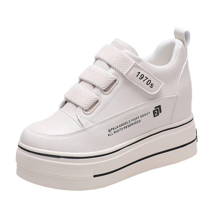 Mode Nouvelles Printemps Automne Blanc Talons Compensés Cachés Chaussures Décontractées Femme Chaussures à Plateforme 8CM Chaussures à Talons Hauts Élévateurs Baskets de Marche Femmes 2025