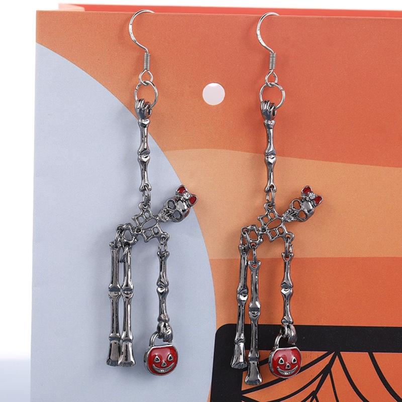 Gothic Festive Dancing Skeletons Dangle Earring Halloween Horror Skull Personality Hip for Pop Earring for Women Girl Gi