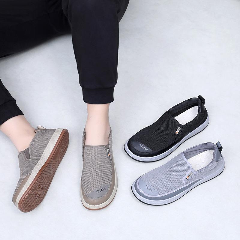 Shoes men's comfortable lazy soft sole one-pedal shoes casual breathable non-slip single shoes round head dad shoes