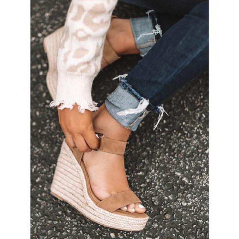 High Heels Women Leisure Wedge Heel Sandals Summer Sandals Party Platform Wedges Heeled Fish Mouth Sandalias