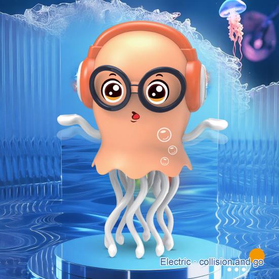 Elektrisches Tanzendes Oktopus-Spielzeug Elektrischer Krabbelnder Oktopus mit LED-Lichtern & Musik Automatisches Drehendes Haustierspielzeug für Katzen Kinder