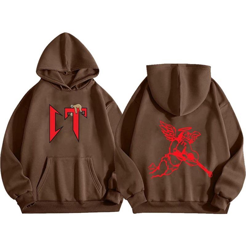 New independent station popular hot-selling oversized European size printing fleece hoodie sweater S