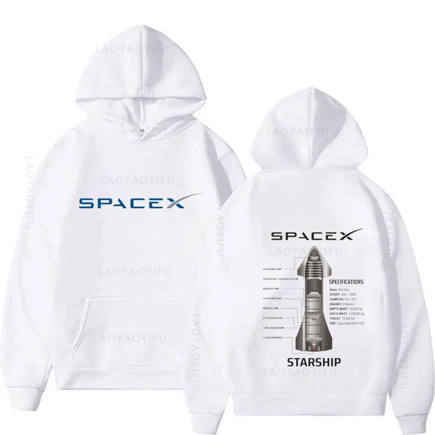 SpaceX Starship Blueprint Theme New Hoodies and Sweatshirts Hoody Graphic Men Hoodie Hooded Shirt Y2k Pullovers & Men's Clothing