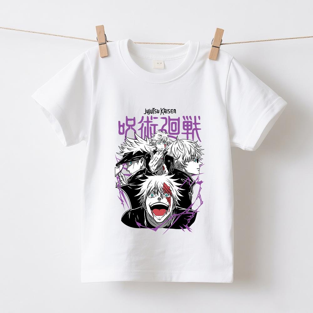 Jujutsu Kaisen Gojo Anime Print Baumwoll-T-Shirts für Jungen Mädchen Kinder Kurzarm Sommer-T-Shirt Lässig Tägliche Kleidung