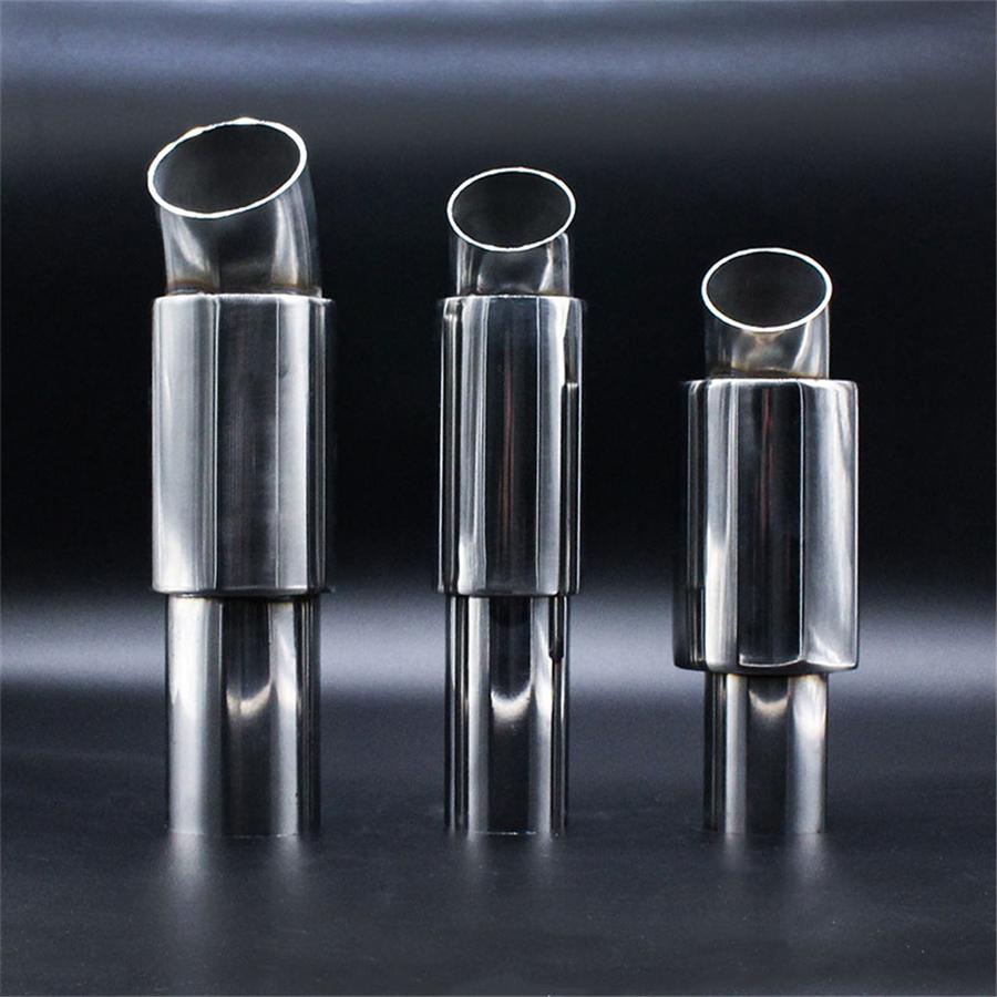 Universal Car Muffler Exhaust Pipe Tip Resonator Polished Bent Stainless Steel Burnt Tip And Silencer 2 "inlet To 2" Outlet Exhaust Tip Muffler