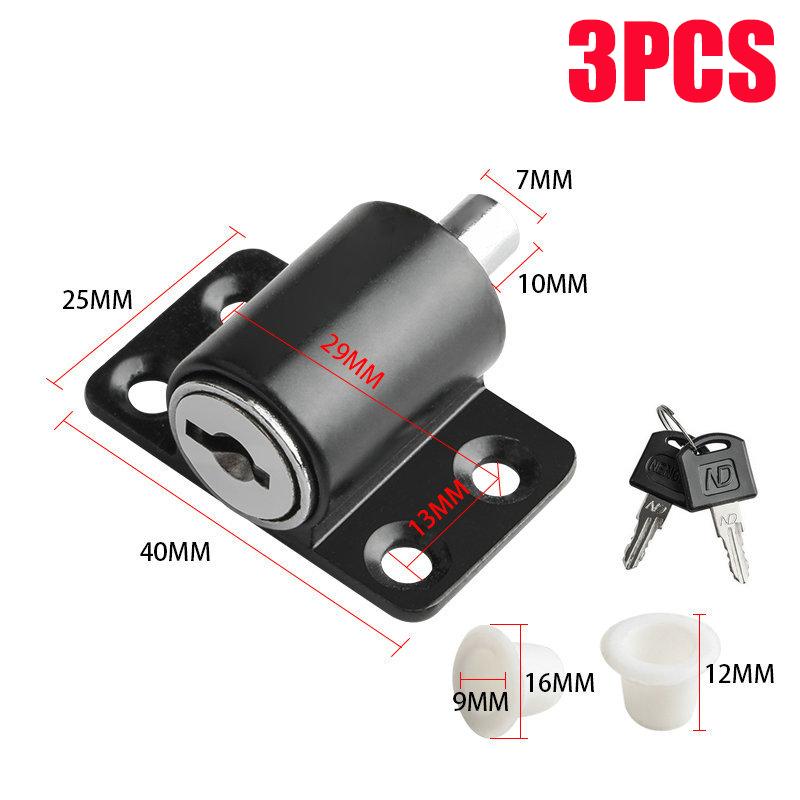 1/3PCS Sliding Window Patio Screw Door Lock Key Push, Safety Protection Antitheft Door Window Security Lock Catches Set