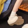 Women's lightweight comfortable non-slip heightening winter warm plush lining non-slip durable casual cotton slippers