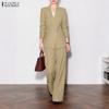 ZANZEA Trajes casuales de dos piezas para mujer con blazer de manga larga y pantalones