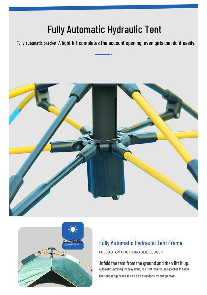Fully Automatic 3-4 Person Tent: Sun Protection, Thickened Rainproof, Quick Setup for Camping or Beach.