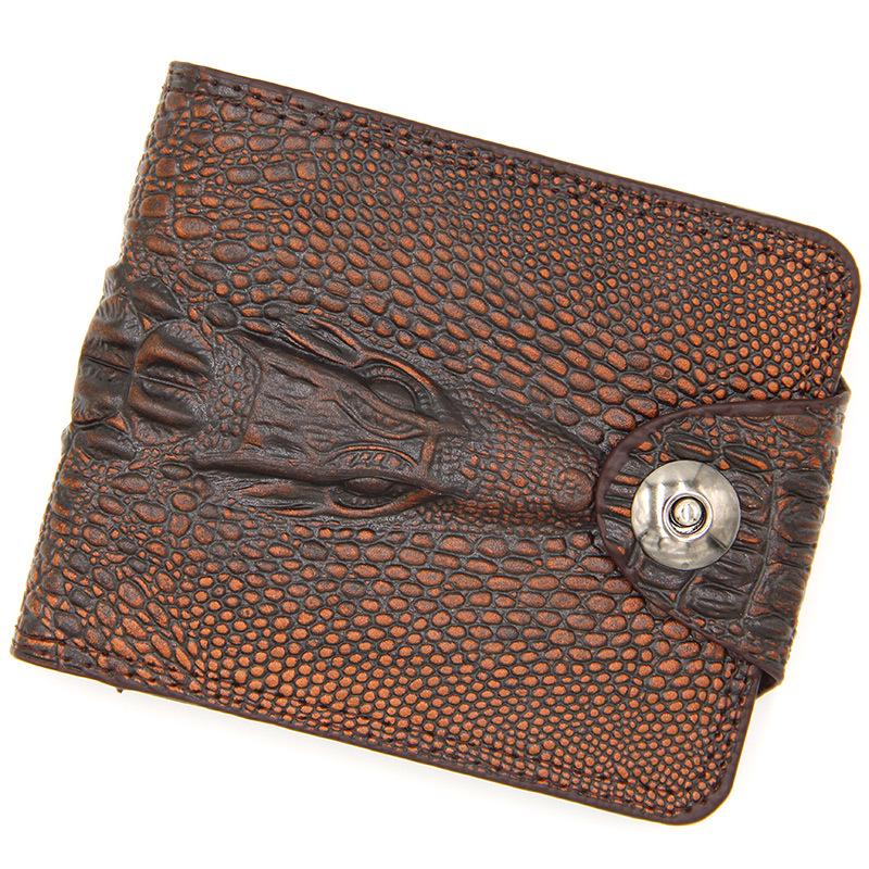 Men's Crocodile Pattern Magnetic Buckle Wallet: Short Style, Large Capacity, Multifunctional Business Fashion