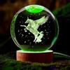 6CM Unicorn Krystallkule Dekorativ Krystallglass Ball Laser Intern Carving Fargerik Lys Base Ornament Valentinsdag gave