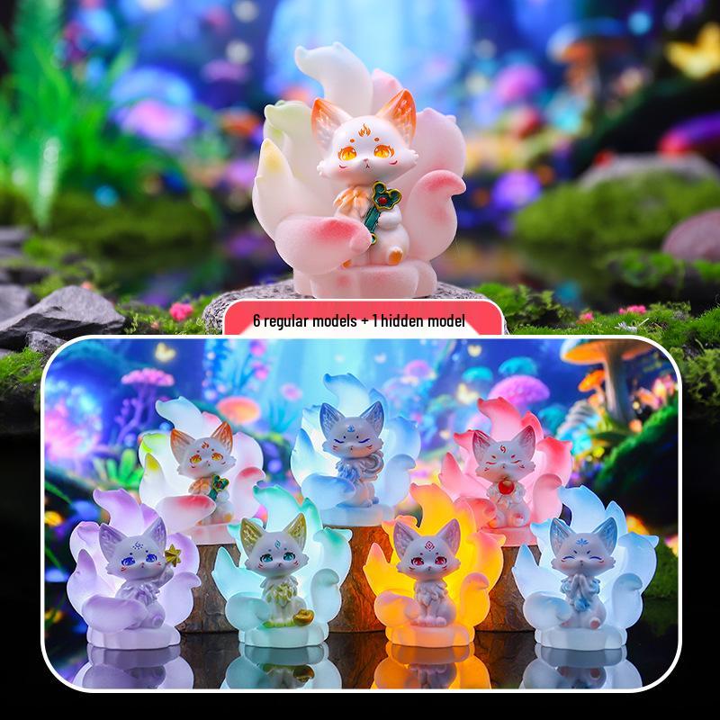 Qingqiu Nine-Tailed Fox Blind Box Figurine - Trendy New Year Gift & Desktop Decoration