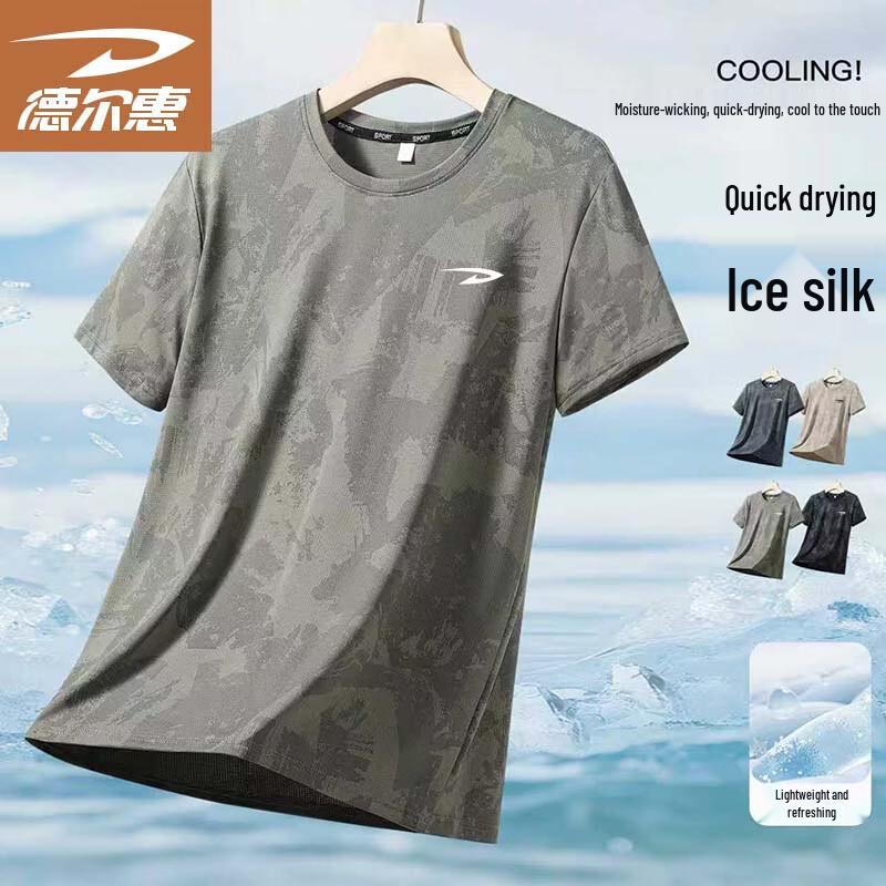 Deerhui Herren Schnelltrocknendes Rundhals-Kurzarm-T-Shirt