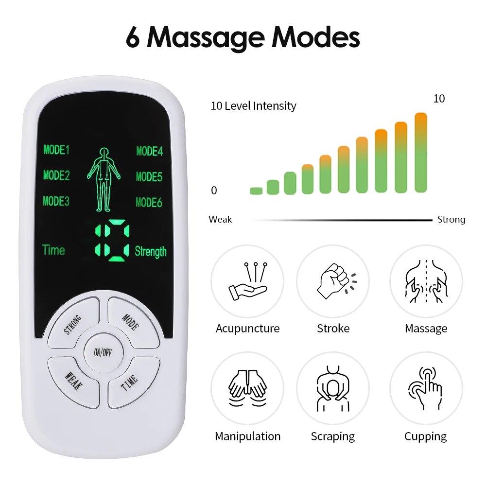 TENS Electric Muscle Stimulator Physiotherapy Back and Neck Massager Cervical Spine Pain Relief EMS Electrostimulator 6 Modes