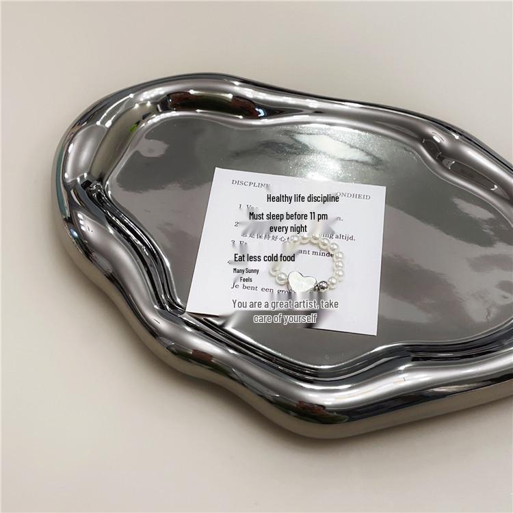 Korean Retro Geometric Heart & Clover Crystal Pearl Ring