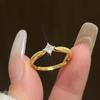 Vintage brushed single diamond rings for women vegetarian circle light luxury exquisite square diamond ring couple's jewelry
