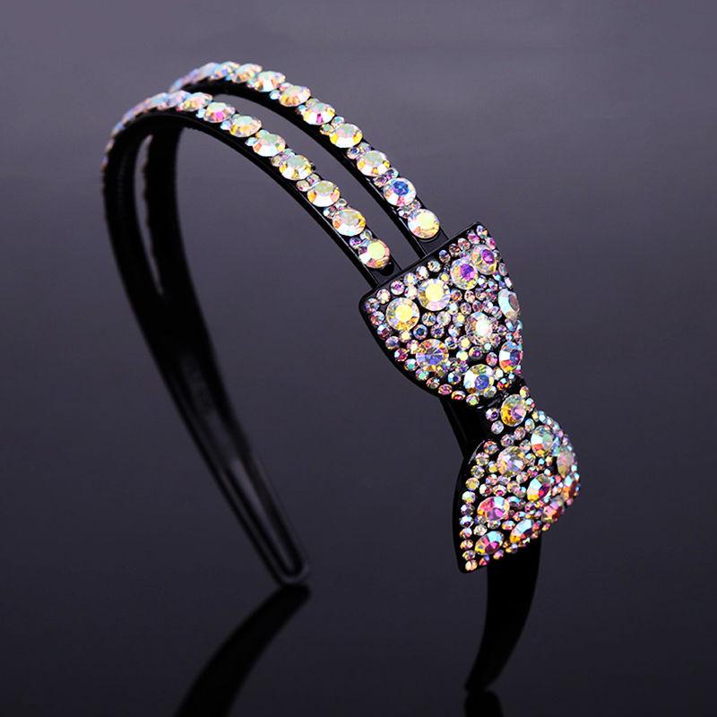 

Нескользящая повязка на голову со стразами и бантом для женщин