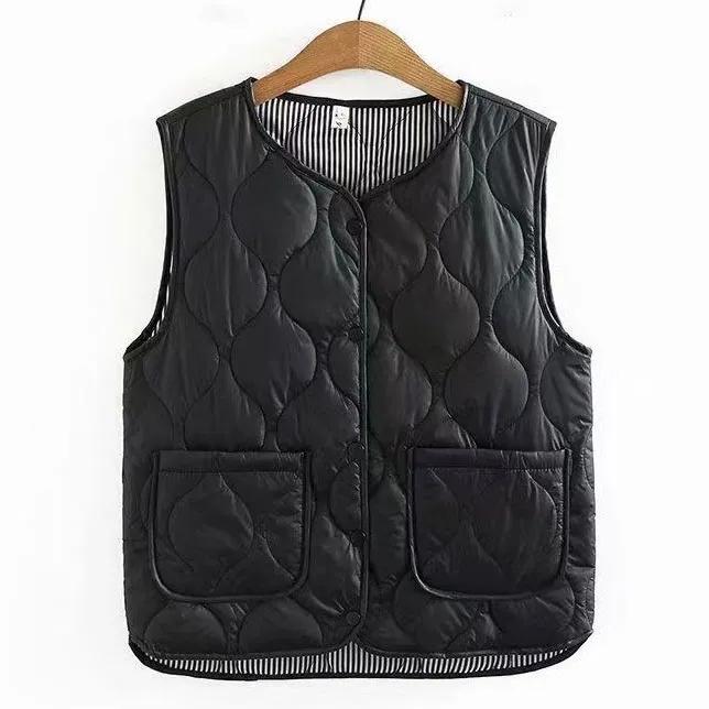 

Женский осенне-зимний простой повседневный теплый жилет без рукавов, топ-внутренний слой для среднего и пожилого возраста L чёрный