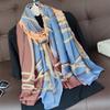 180*90cm muffler fashion Luxury Brand Scarf Women New Style Fashion Color Matching Print Silk Lady Popular Headcloth Beach Shawl