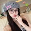 Women's Korean Plaid Bowknot Beret Hat