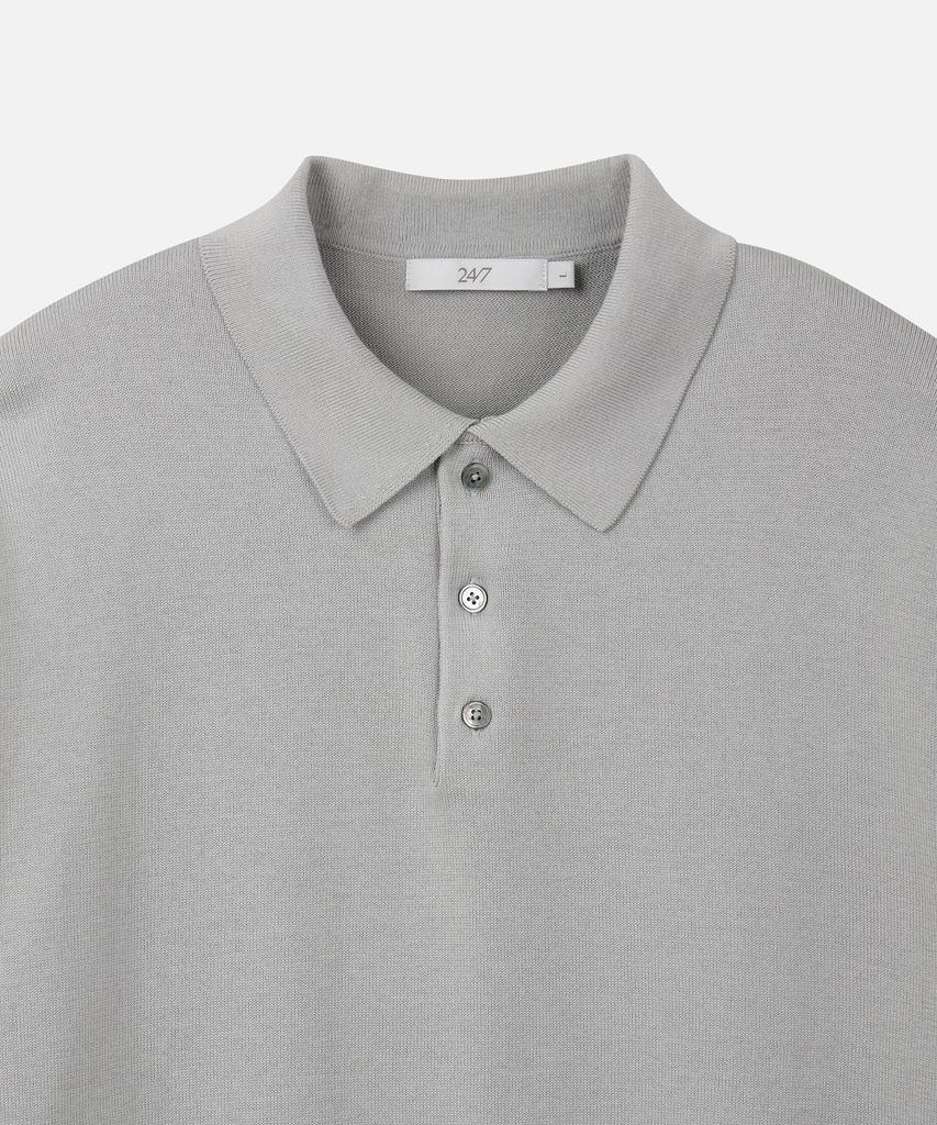 247Silijeu Supima Cotton Collared Half Knit Light Gray (Type B)