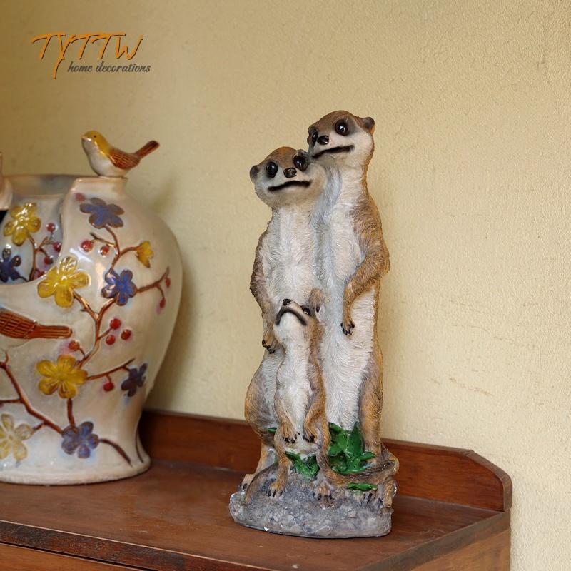 Außen Gartenhof Dekoration - Heimdeko Figur Balkon Simulation Tier Erdmännchen Mangusten Familie Garten Skulptur