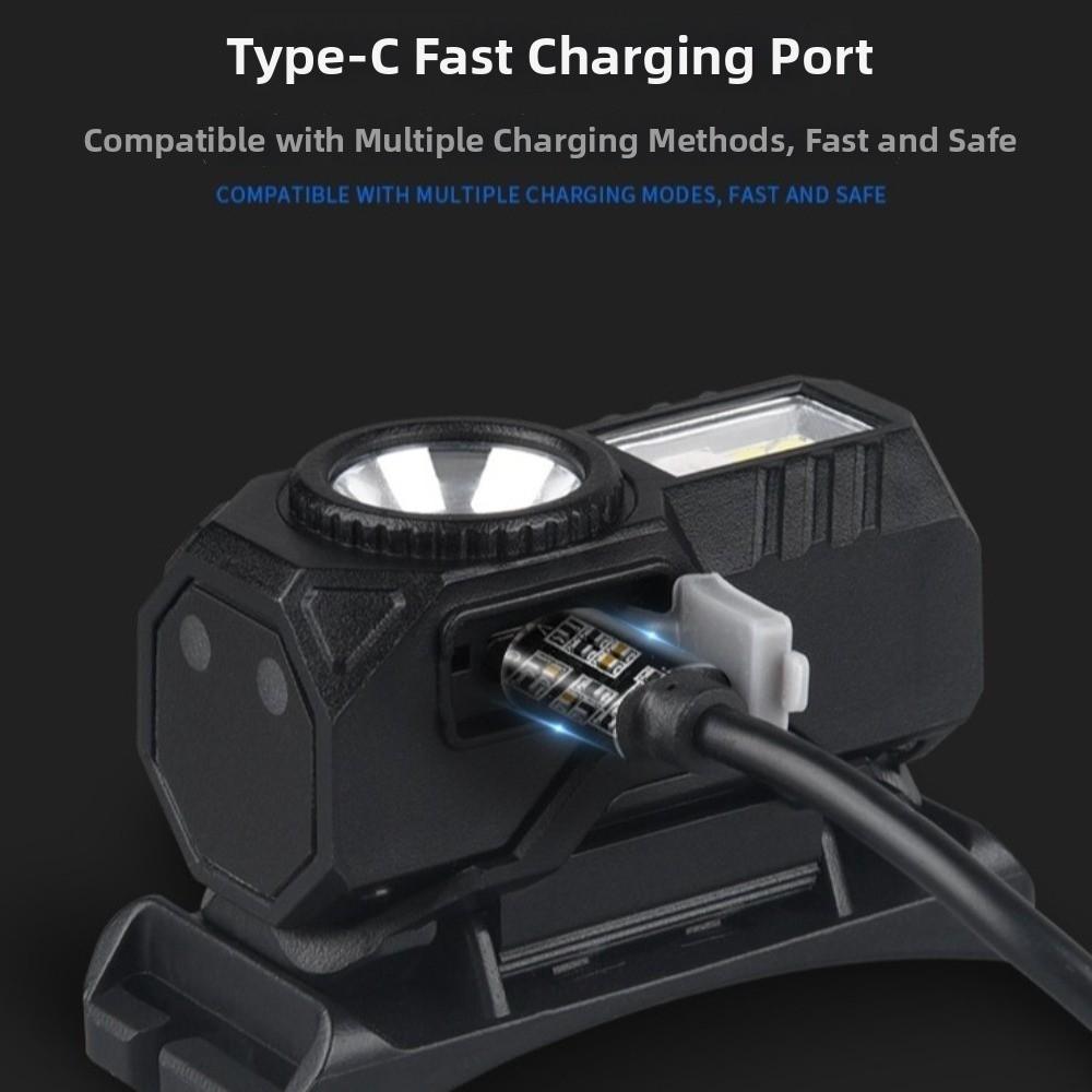 USB Rechargeable Super Bright LED Headlamp Multiple Lighting Modes Safety Mini Sensor Headlamp Windproof Multifunctional