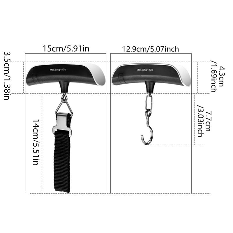 Electronic Balance Pocket Scale with LCD Display 50kg Capacity Hanging Scale for Accurate Luggage Weight Measurement
