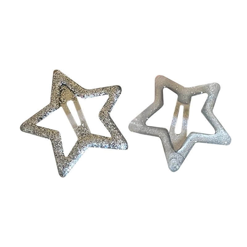 2Piece Star Snap Hair Clip Non-slip Metal Hair Barrettes Hair Accessory for Women Girls Fashion Star Hairpin for Kids