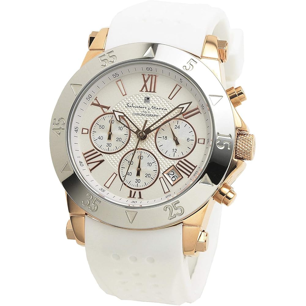 Salvatore Marra Men s Analog Chronograph Watch White Limited Edition
