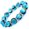 [GOLD STONE] Glowing Firefly Glass Bracelet, Hateruma Blue, Sparkling Okinawan Power Stone, Inner Circumference: Approx. 15cm