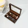 Retro Wood Grain 12-Slot PU Leather Watch Storage Box - In Stock