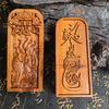 Taoist jujube wooden token small token,Nine Tailed Goddess, double-sided exquisite carving,auspicious feng shui item