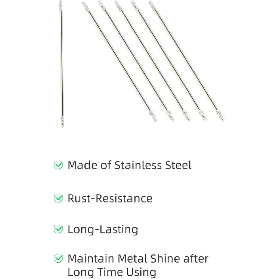 60PCS Beadable Jewelry Pen Rod Extender,Beading DIY Metal Blank Rod,Rustproof Stainless Steel Bead Rod Replacement Bead Pen Rod for Repair Craft 4.61