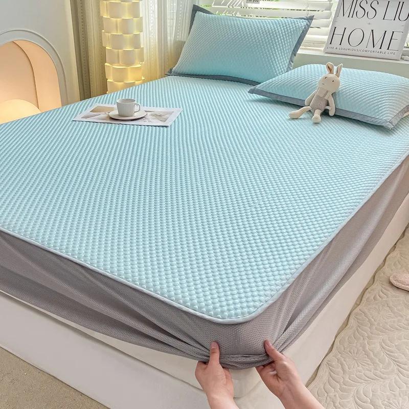 Summer Latex Summer Mat Kit Cooling Feel Bed Pad and Pillowcase Cold Sleeping Bed Mat for Summer Breathable Folding Cool Mat