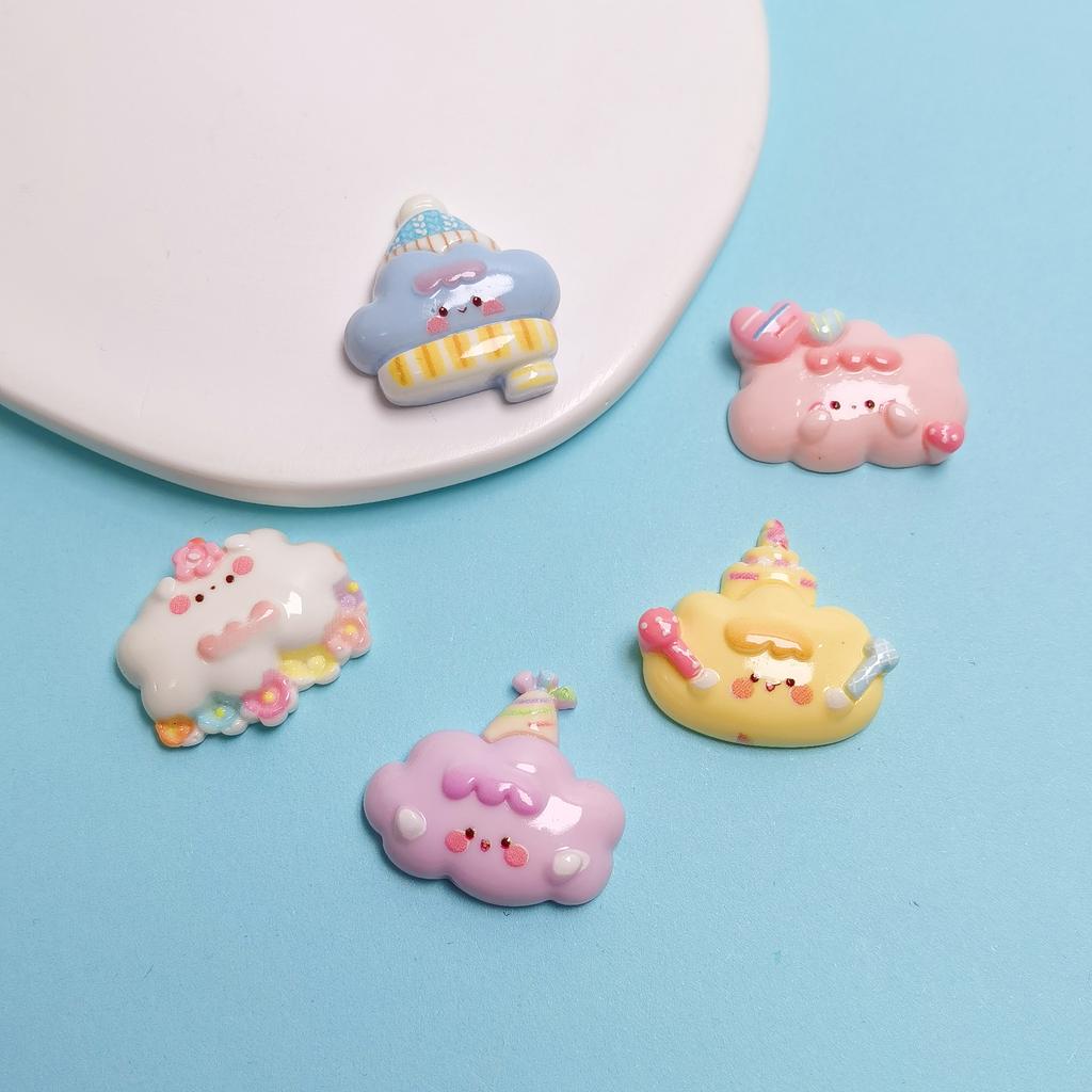 100PCS Cute Clouds Miniature Flat Back Resin Cabochons for Hairpin Scrapbooking DIY Home Decor Craft Accessories