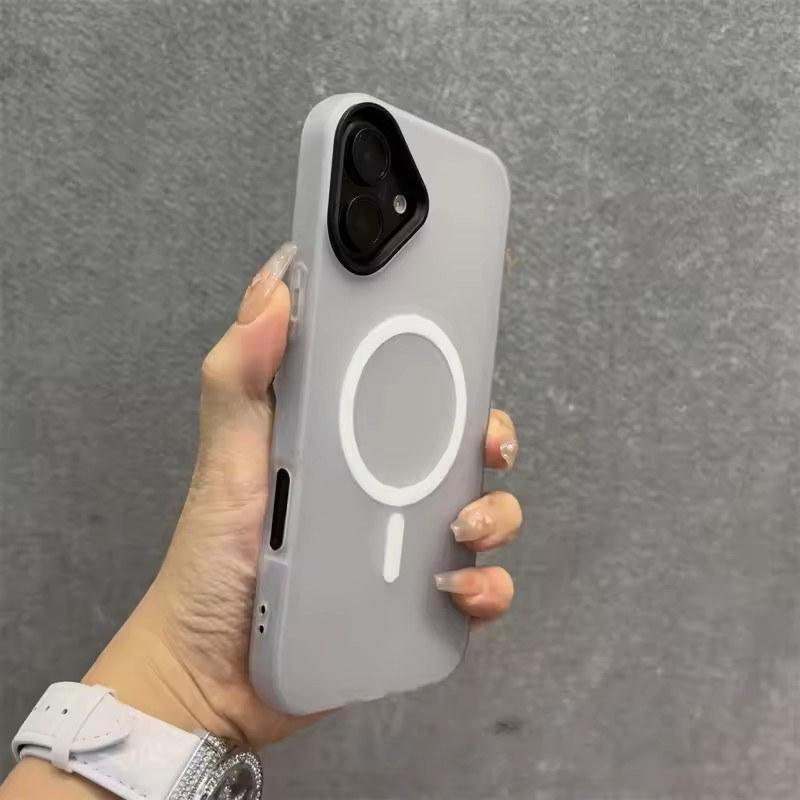 

Желейный цвет Magsafe Контрастный чехол iPhone17 16 15 14 13 12 Pro Max Матовый Беспроводная зарядка Цветной чехол iPhone 12 Pro чёрный