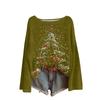 Damski Casualowy Modny Top z Okrągłym Dekoltem Świąteczny Nadruk Długi Rękaw Dzianinowy Sweter