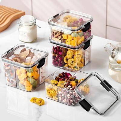Airtight Food Storage Box Sealed Transparent Multi-Compartment Container Stackable Food Canister for Kitchen Pantry Loose Tea Leaves Spices