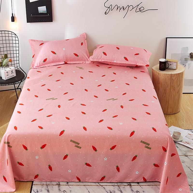 Washed Cotton Flat Sheets Summer Breathable Bedroom Bedding Mattress Cover Soft Minimalist Double Bed Sheet 180x230cm Household