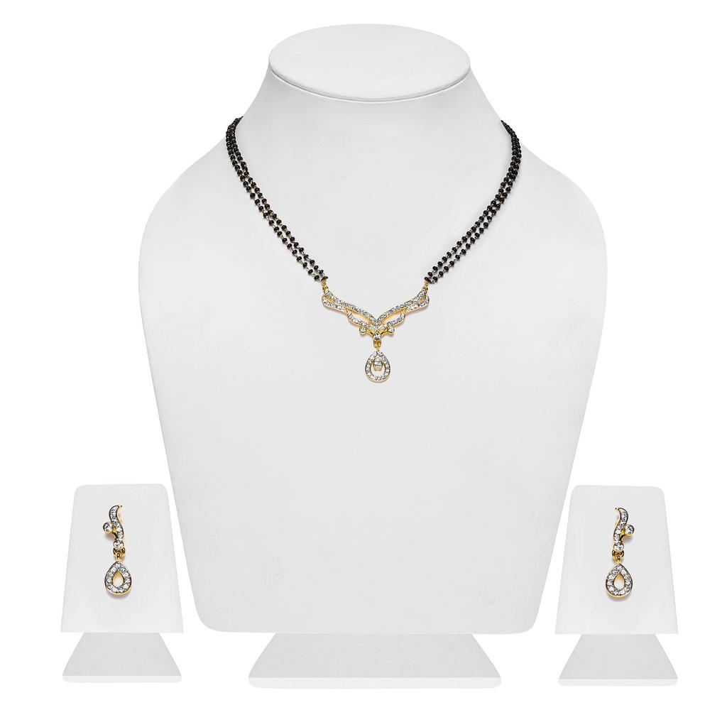 Estele Candere Drop Mangalsutra Gold Plated Women Necklace Set With Austrian Crystals