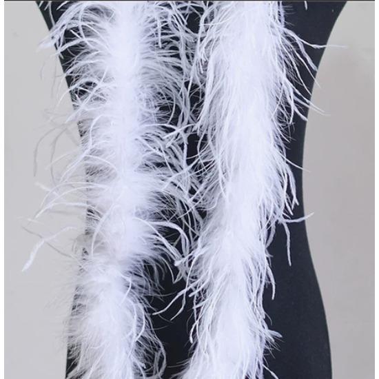 Blue 1PLY Natural Ostrich Feather Boa Fluffy Plume Ribbon Shawl DIY Sewing Trim for Wedding Christmas Party Dress Costume Accessories