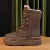 Women Fashion Outdoor Snow Boots Suede Mountaineering Boots Thick Fur Mid-Calf  Winter Platform Cotton Shoes