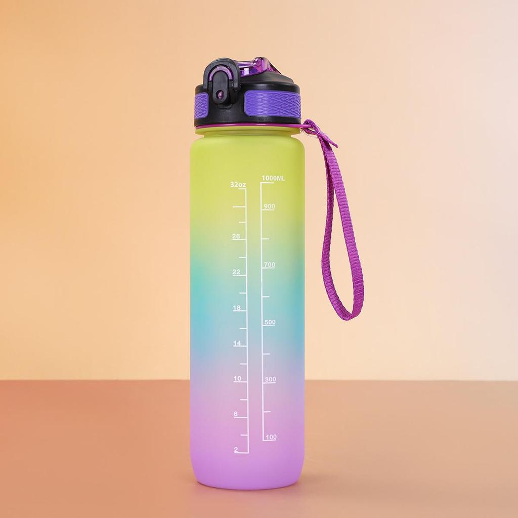 Gradient Color Leak-Proof Sports Water Bottle - Large Capacity, Portable, Pop-Up Lid for Outdoor and Office Use