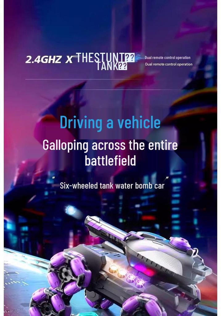 Six-Wheel Remote Control Stunt Tank: Gesture-Sensing Off-Road Water Bomb Toy for Kids